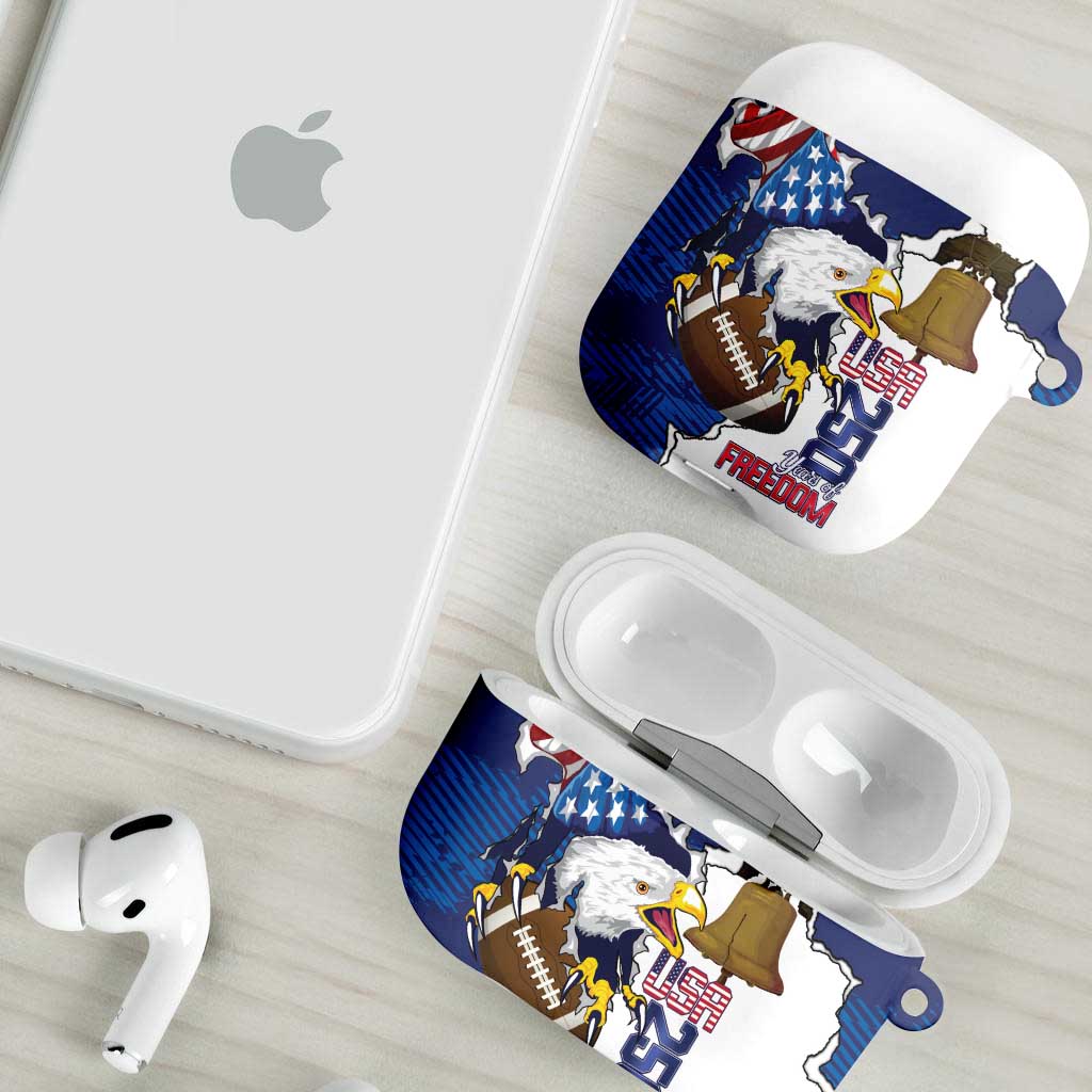 Football United States 250th Anniversary AirPods Case USA Flag Eagle Liberty Bell