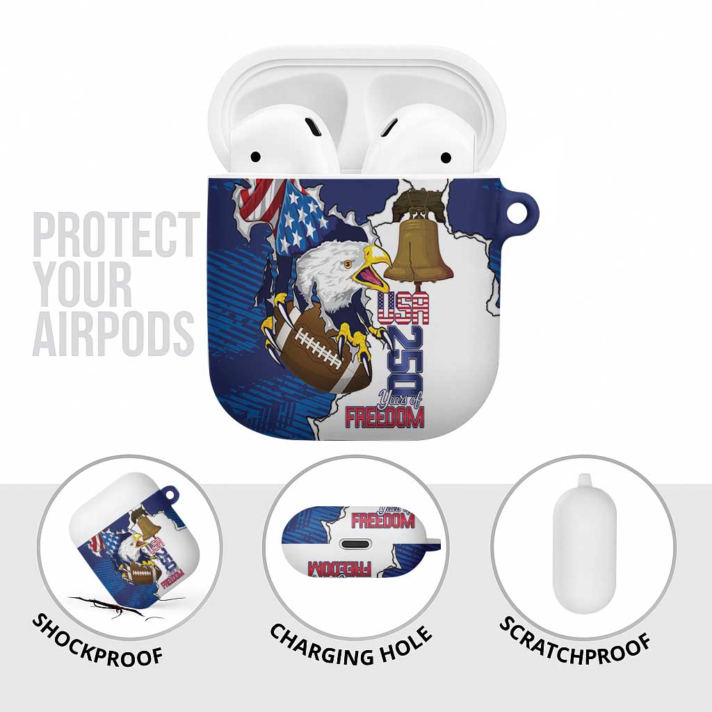 Football United States 250th Anniversary AirPods Case USA Flag Eagle Liberty Bell