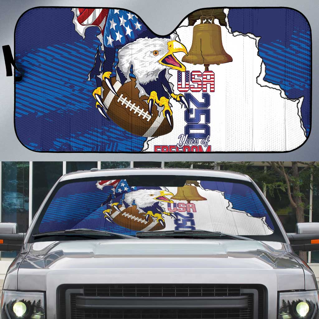 Football United States 250th Anniversary Auto Sun Shade USA Flag Eagle Liberty Bell