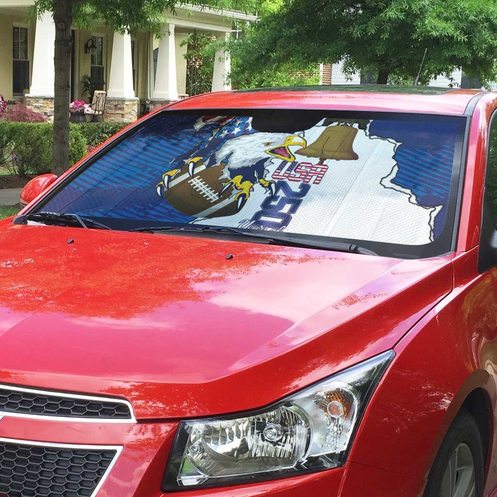 Football United States 250th Anniversary Auto Sun Shade USA Flag Eagle Liberty Bell