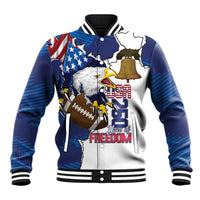 Personalized Football United States 250th Anniversary Baseball Jacket USA Flag Eagle Liberty Bell