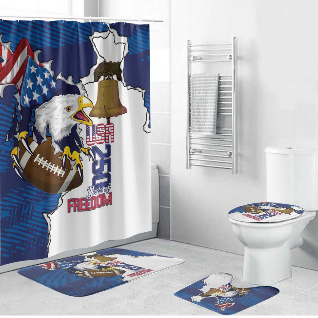 Football United States 250th Anniversary Bathroom Set USA Flag Eagle Liberty Bell