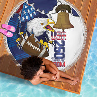 Football United States 250th Anniversary Beach Blanket USA Flag Eagle Liberty Bell