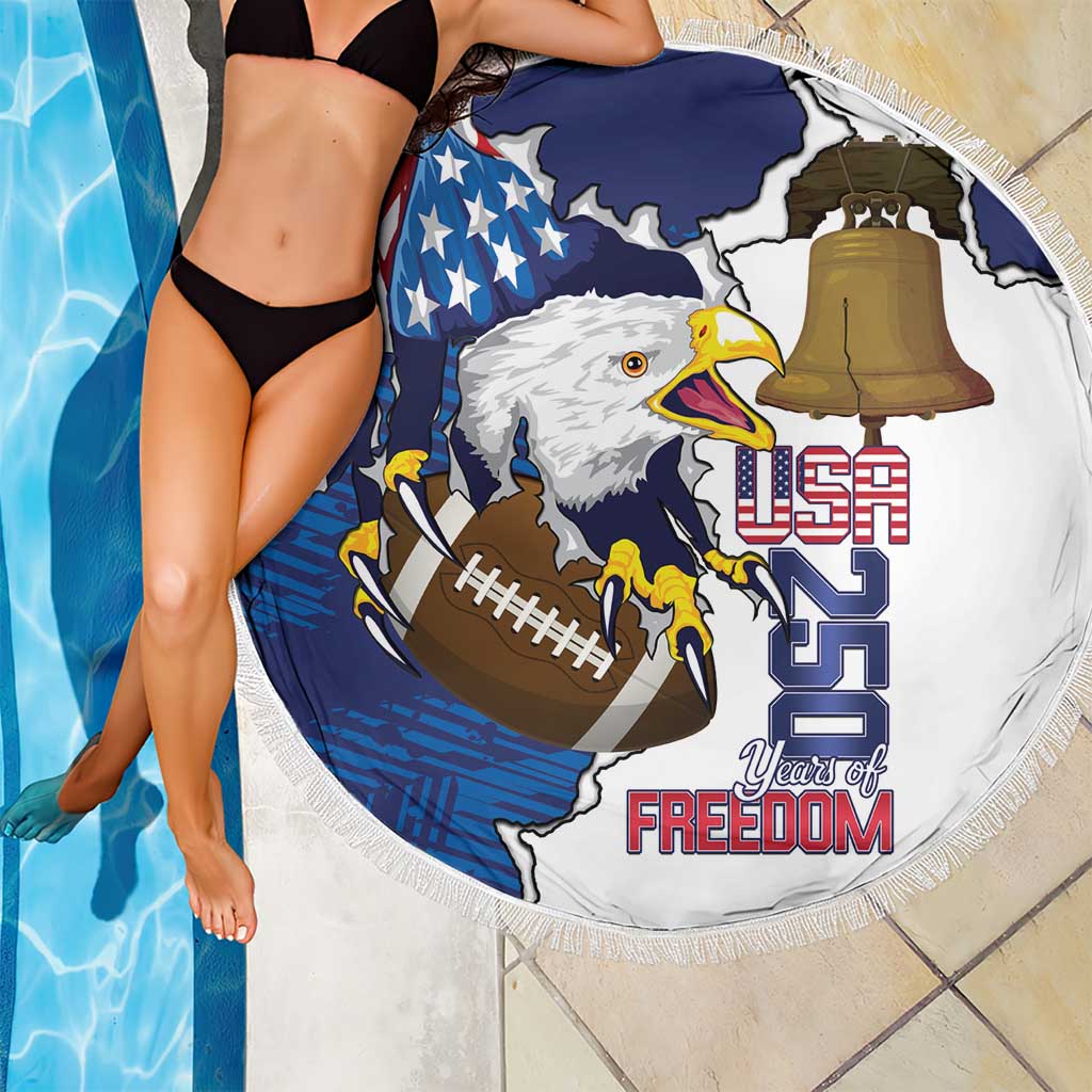 Football United States 250th Anniversary Beach Blanket USA Flag Eagle Liberty Bell
