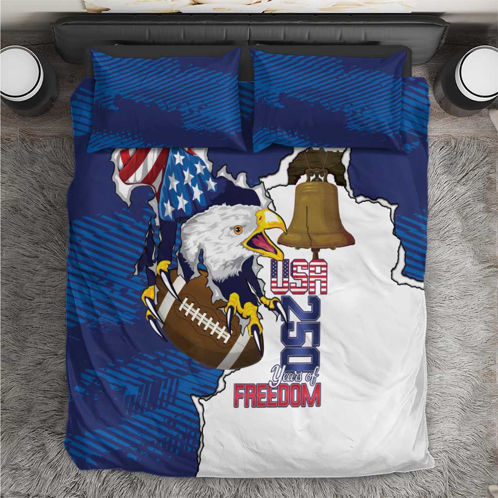 Football United States 250th Anniversary Bedding Set USA Flag Eagle Liberty Bell
