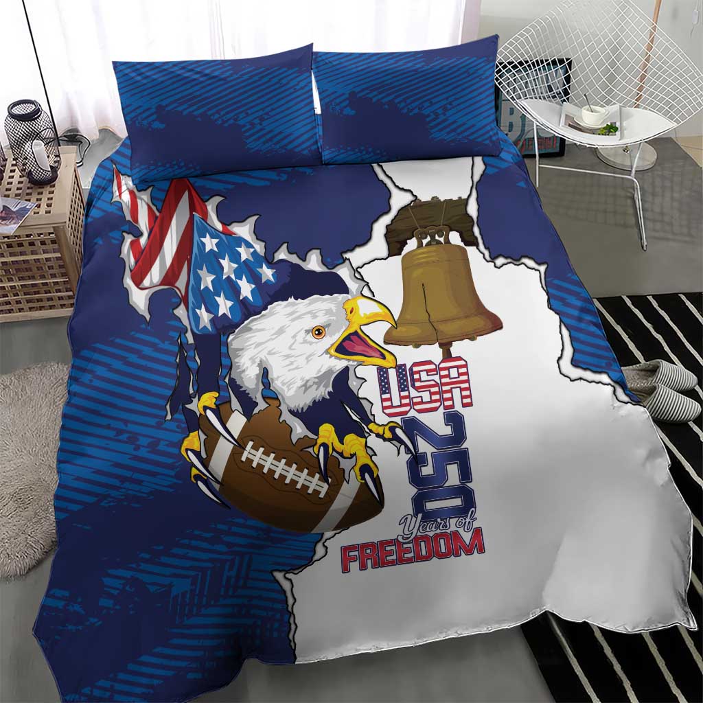 Football United States 250th Anniversary Bedding Set USA Flag Eagle Liberty Bell