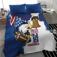 Football United States 250th Anniversary Bedding Set USA Flag Eagle Liberty Bell