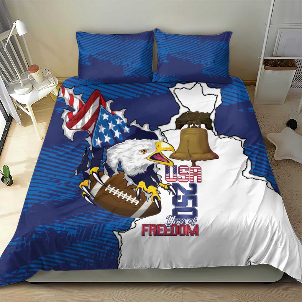 Football United States 250th Anniversary Bedding Set USA Flag Eagle Liberty Bell