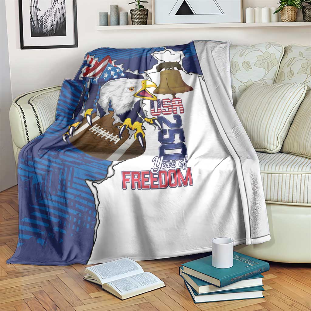 Football United States 250th Anniversary Blanket USA Flag Eagle Liberty Bell