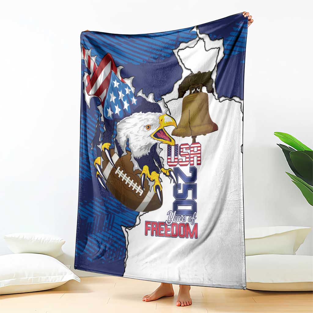 Football United States 250th Anniversary Blanket USA Flag Eagle Liberty Bell