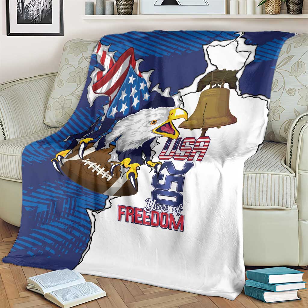 Football United States 250th Anniversary Blanket USA Flag Eagle Liberty Bell