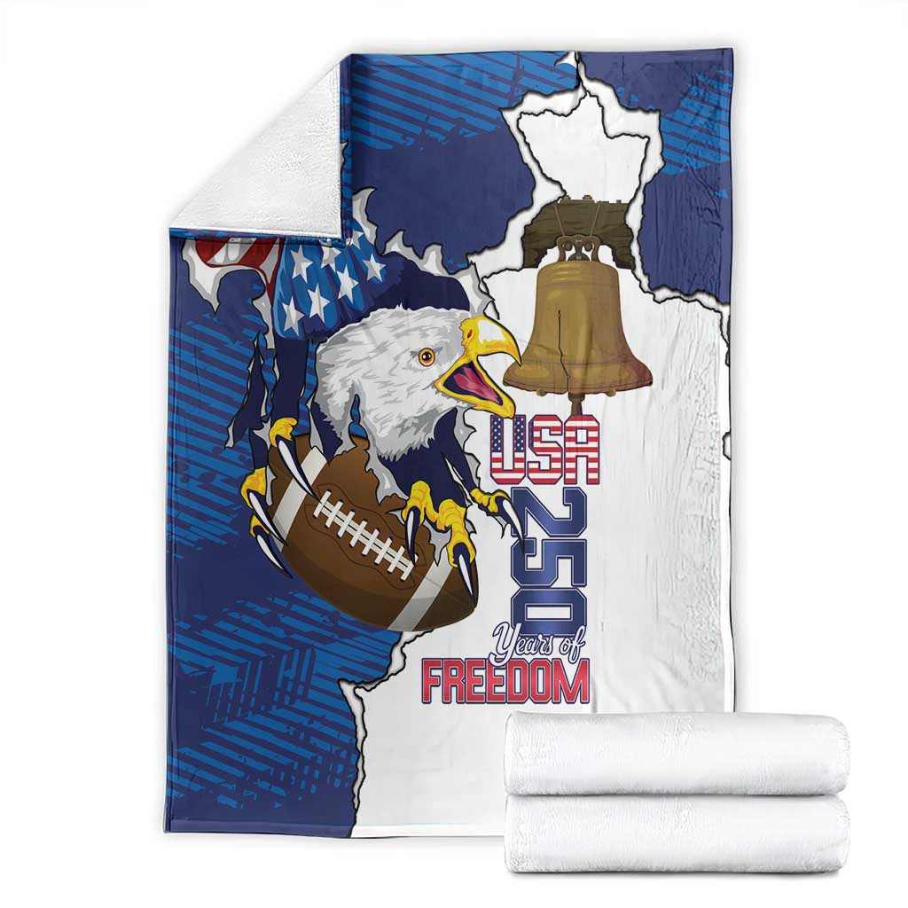 Football United States 250th Anniversary Blanket USA Flag Eagle Liberty Bell