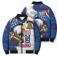 Personalized Football United States 250th Anniversary Bomber Puffer Jacket USA Flag Eagle Liberty Bell