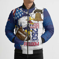 Personalized Football United States 250th Anniversary Bomber Puffer Jacket USA Flag Eagle Liberty Bell