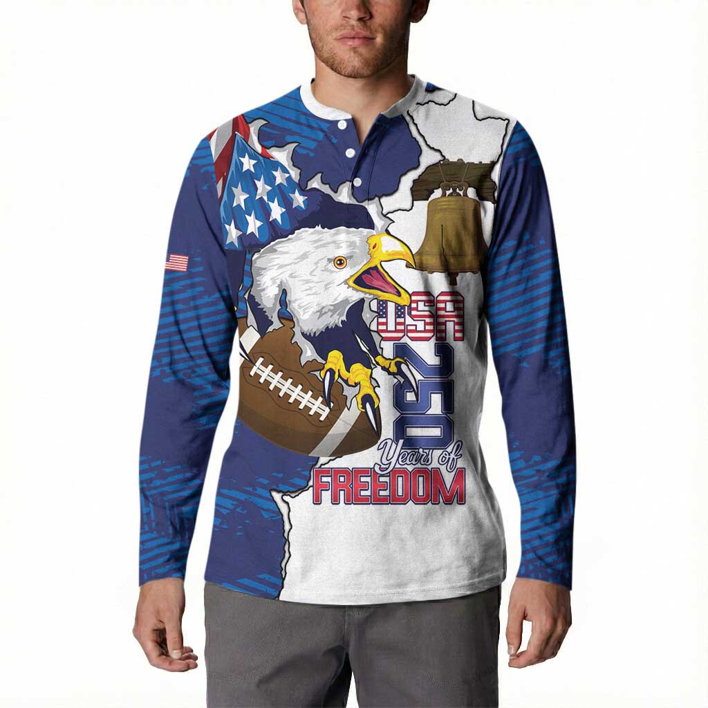 Personalized Football United States 250th Anniversary Button Sweatshirt USA Flag Eagle Liberty Bell