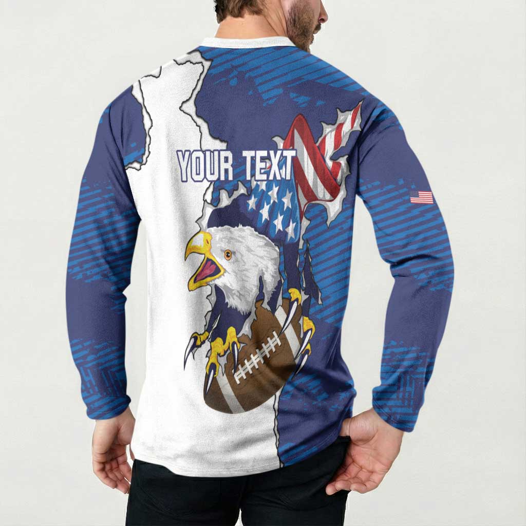 Personalized Football United States 250th Anniversary Button Sweatshirt USA Flag Eagle Liberty Bell