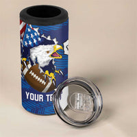 Personalized Football United States 250th Anniversary 4 in 1 Can Cooler Tumbler USA Flag Eagle Liberty Bell