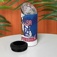 Personalized Football United States 250th Anniversary 4 in 1 Can Cooler Tumbler USA Flag Eagle Liberty Bell