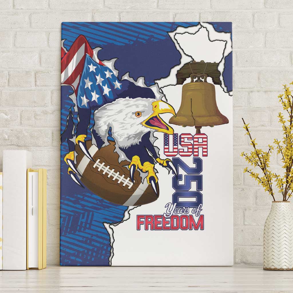 Football United States 250th Anniversary Canvas Wall Art USA Flag Eagle Liberty Bell