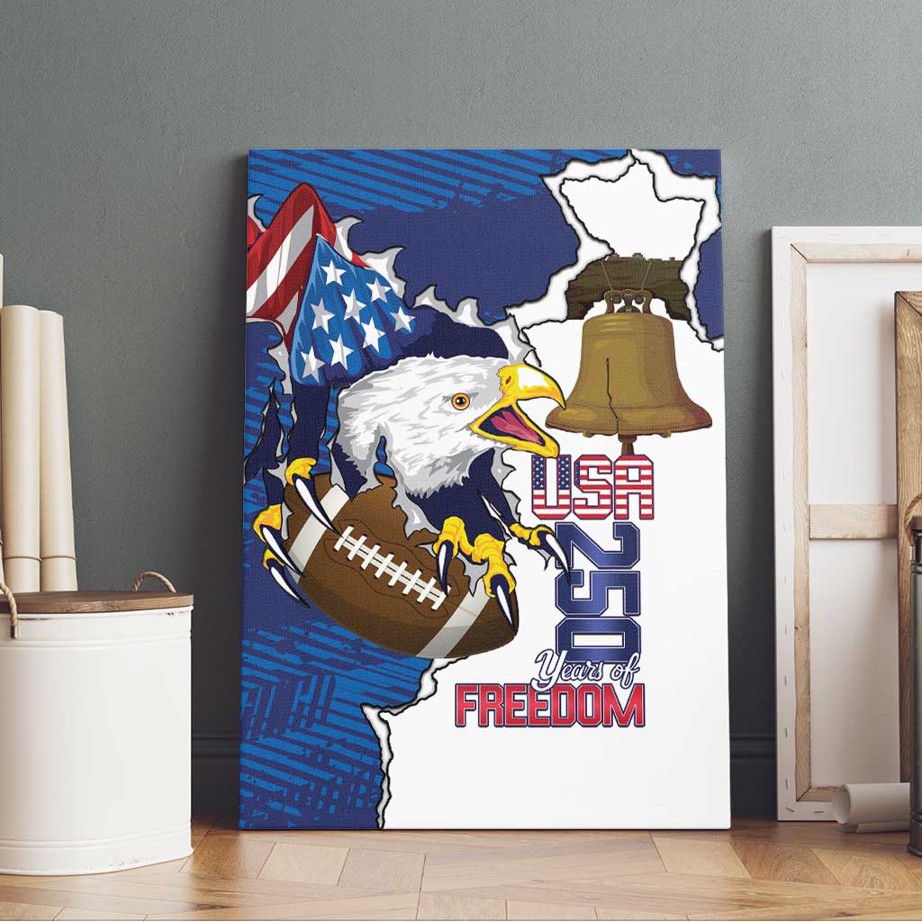 Football United States 250th Anniversary Canvas Wall Art USA Flag Eagle Liberty Bell
