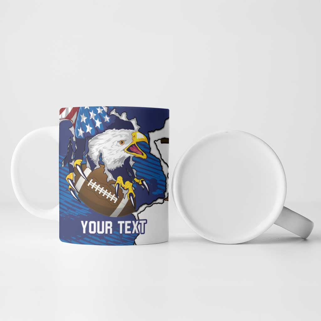 Personalized Football United States 250th Anniversary Ceramic Mug USA Flag Eagle Liberty Bell