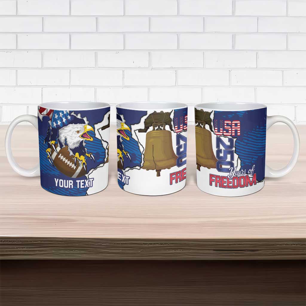 Personalized Football United States 250th Anniversary Ceramic Mug USA Flag Eagle Liberty Bell
