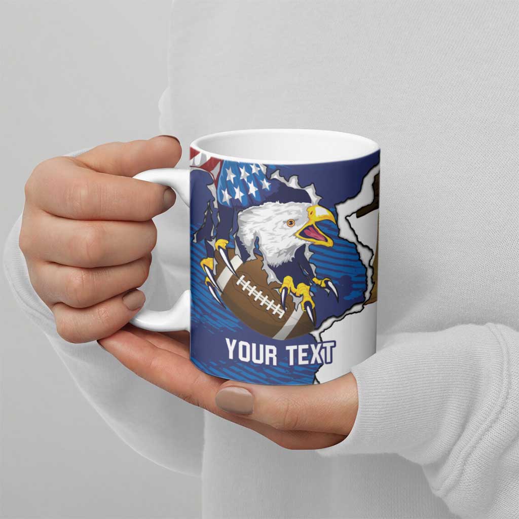 Personalized Football United States 250th Anniversary Ceramic Mug USA Flag Eagle Liberty Bell