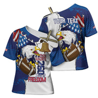 Personalized Football United States 250th Anniversary Cross Shoulder Shirt USA Flag Eagle Liberty Bell