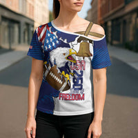 Personalized Football United States 250th Anniversary Cross Shoulder Shirt USA Flag Eagle Liberty Bell