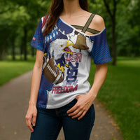 Personalized Football United States 250th Anniversary Cross Shoulder Shirt USA Flag Eagle Liberty Bell