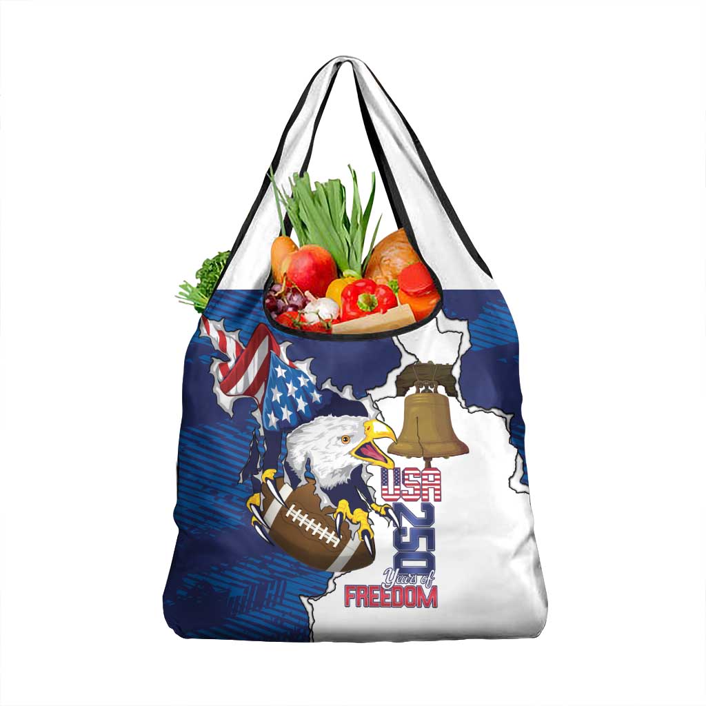 Football United States 250th Anniversary Grocery Bag USA Flag Eagle Liberty Bell