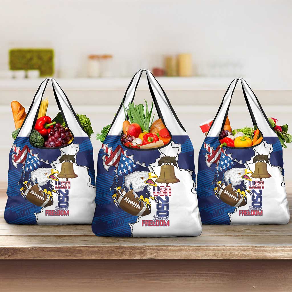 Football United States 250th Anniversary Grocery Bag USA Flag Eagle Liberty Bell