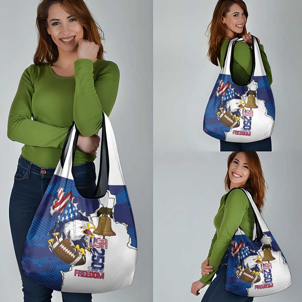 Football United States 250th Anniversary Grocery Bag USA Flag Eagle Liberty Bell