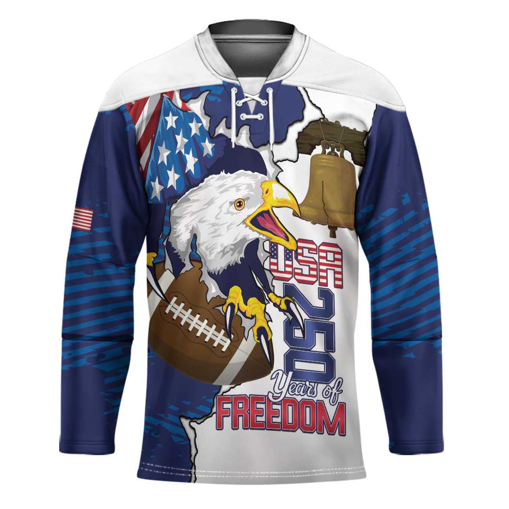 Personalized Football United States 250th Anniversary Hockey Jersey USA Flag Eagle Liberty Bell