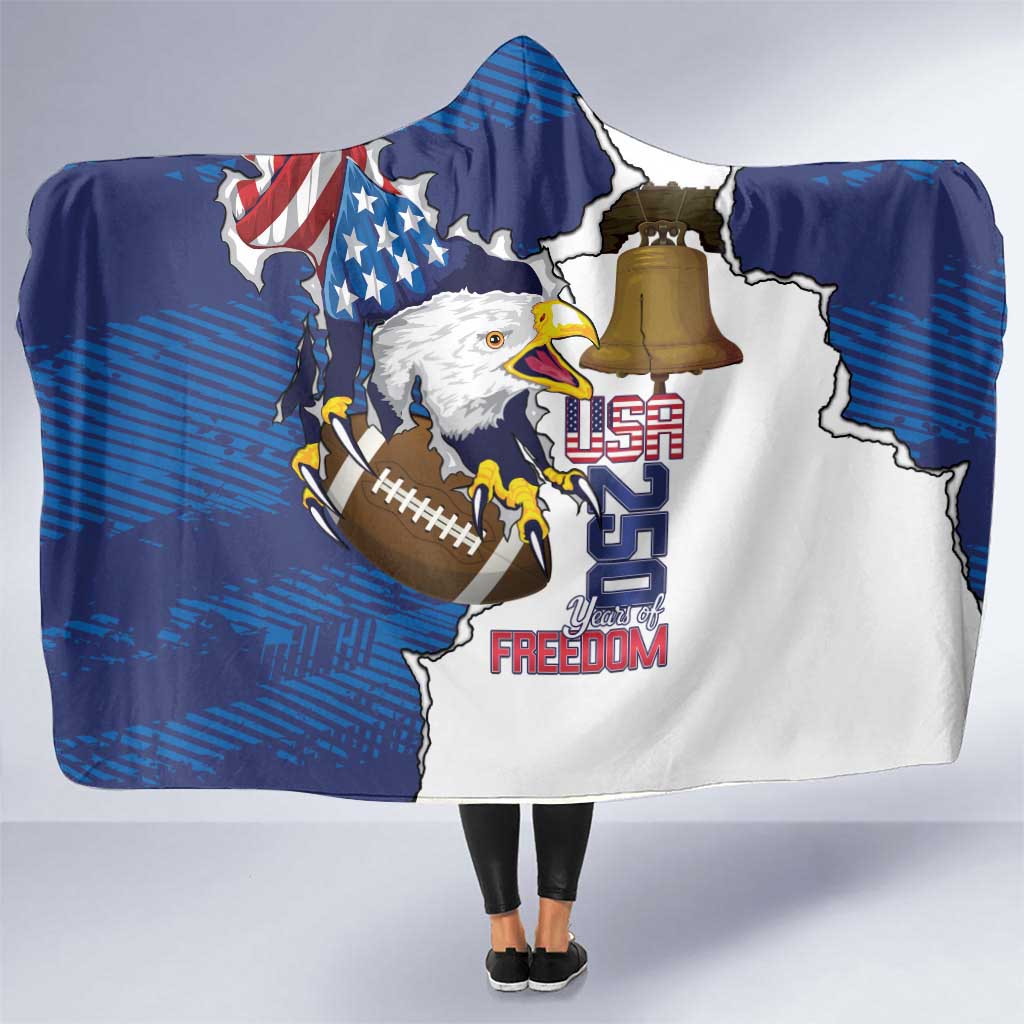 Football United States 250th Anniversary Hooded Blanket USA Flag Eagle Liberty Bell