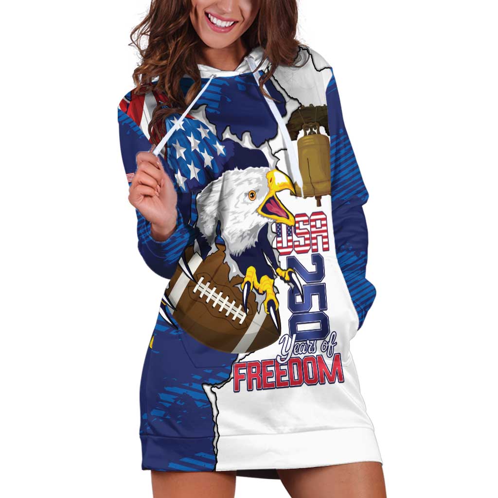 Personalized Football United States 250th Anniversary Hoodie Dress USA Flag Eagle Liberty Bell