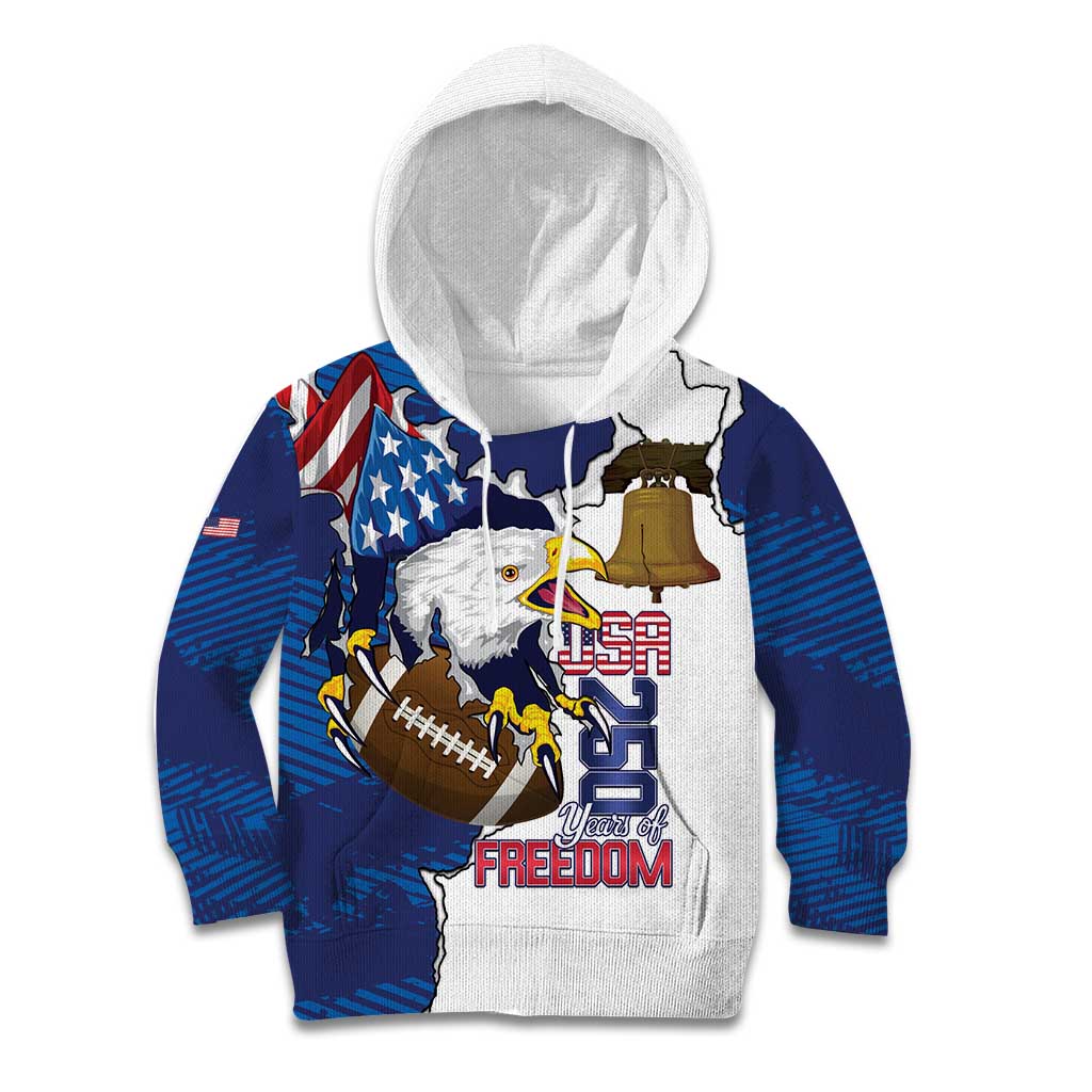Personalized Football United States 250th Anniversary Kid Hoodie USA Flag Eagle Liberty Bell