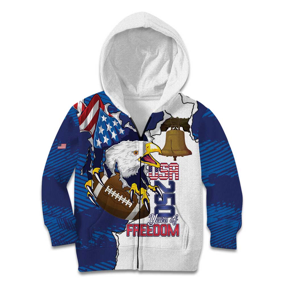 Personalized Football United States 250th Anniversary Kid Hoodie USA Flag Eagle Liberty Bell