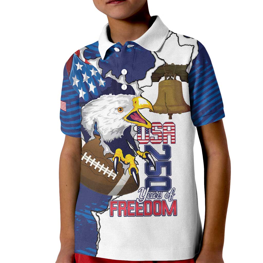 Personalized Football United States 250th Anniversary Kid Polo Shirt USA Flag Eagle Liberty Bell