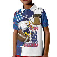 Personalized Football United States 250th Anniversary Kid Polo Shirt USA Flag Eagle Liberty Bell