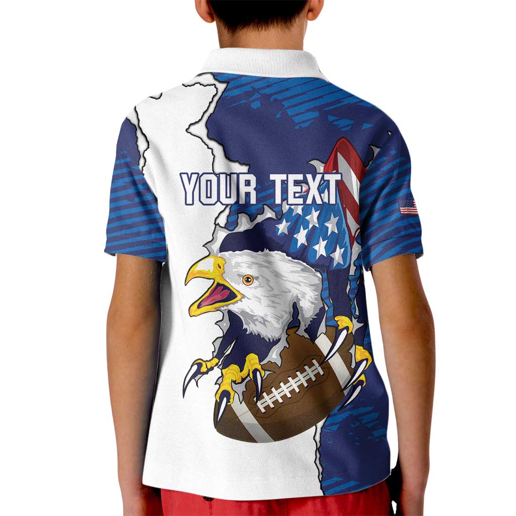 Personalized Football United States 250th Anniversary Kid Polo Shirt USA Flag Eagle Liberty Bell