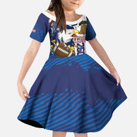 Personalized Football United States 250th Anniversary Kid Short Sleeve Dress USA Flag Eagle Liberty Bell