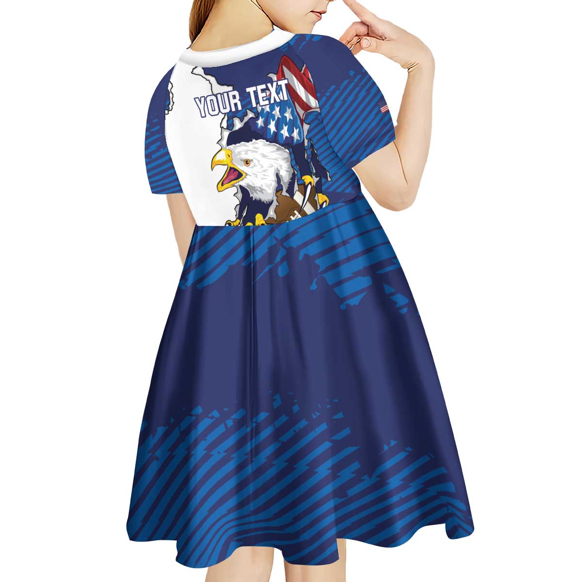 Personalized Football United States 250th Anniversary Kid Short Sleeve Dress USA Flag Eagle Liberty Bell
