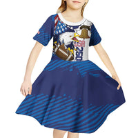 Personalized Football United States 250th Anniversary Kid Short Sleeve Dress USA Flag Eagle Liberty Bell