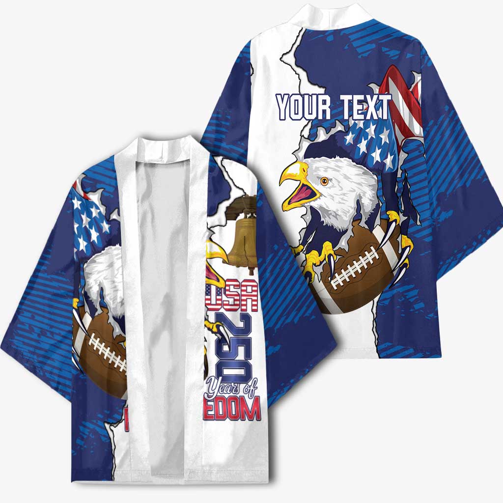 Personalized Football United States 250th Anniversary Kimono USA Flag Eagle Liberty Bell