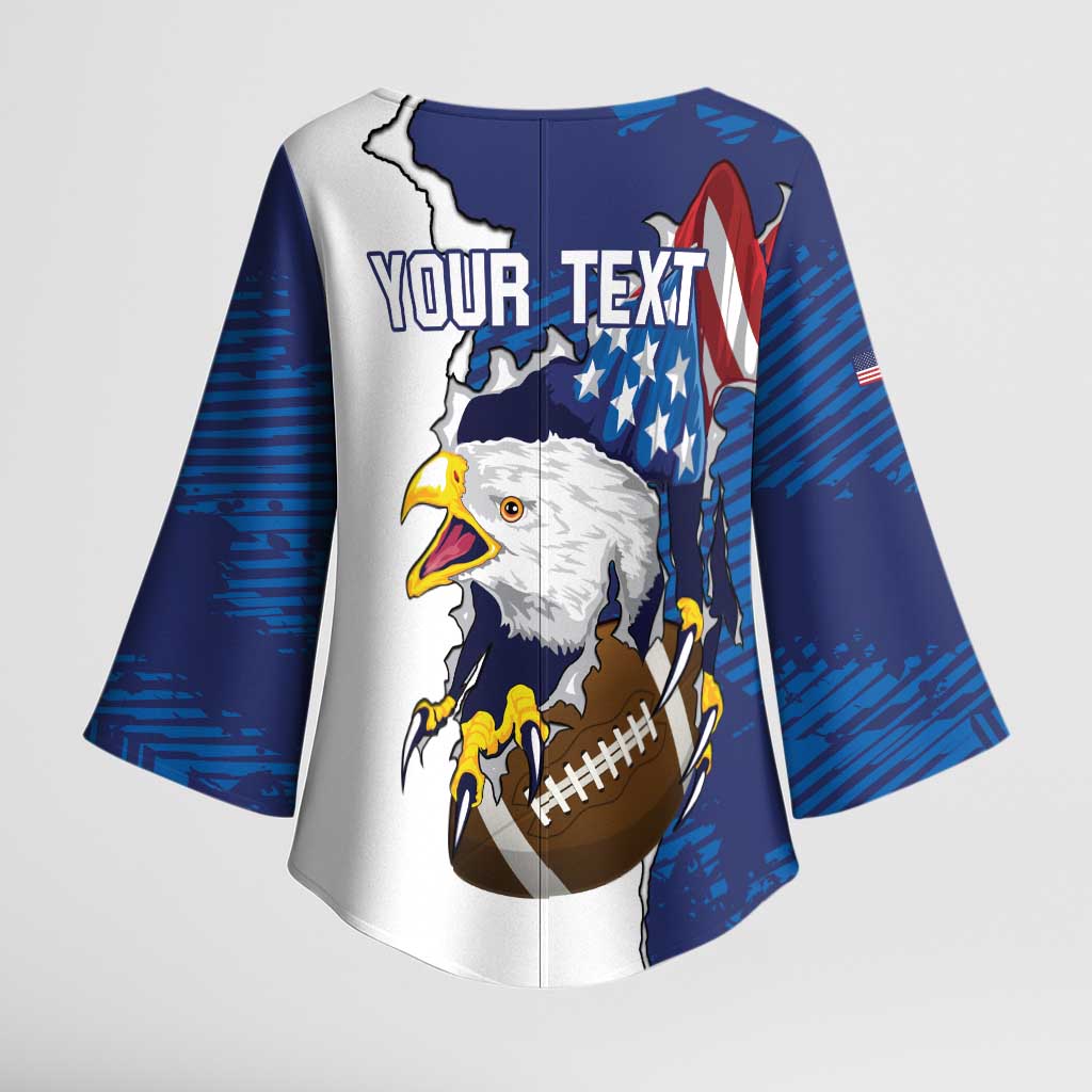 Personalized Football United States 250th Anniversary Kimono Sleeve Blouse USA Flag Eagle Liberty Bell