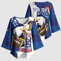 Personalized Football United States 250th Anniversary Kimono Sleeve Blouse USA Flag Eagle Liberty Bell