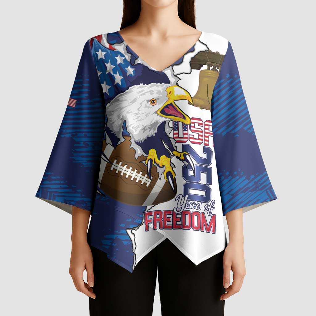 Personalized Football United States 250th Anniversary Kimono Sleeve Blouse USA Flag Eagle Liberty Bell