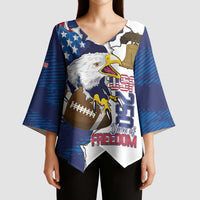 Personalized Football United States 250th Anniversary Kimono Sleeve Blouse USA Flag Eagle Liberty Bell