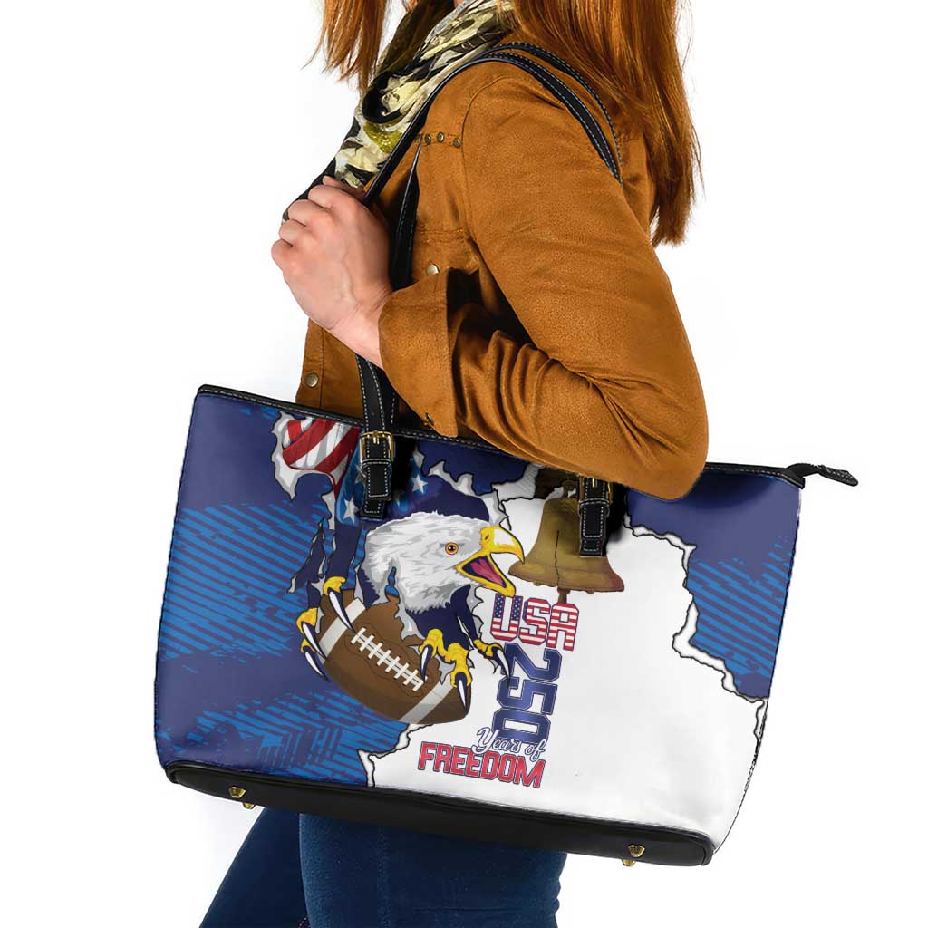 Football United States 250th Anniversary Leather Tote Bag USA Flag Eagle Liberty Bell